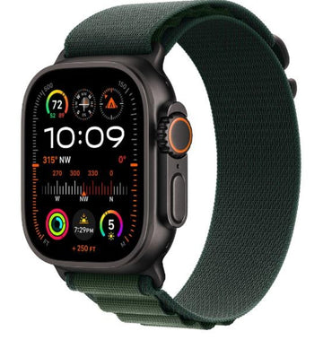 Apple Watch Ultra 2 GPS + Cellular, Cassa 49 mm in titanio nero con Alpine Loop verde scuro - Medium