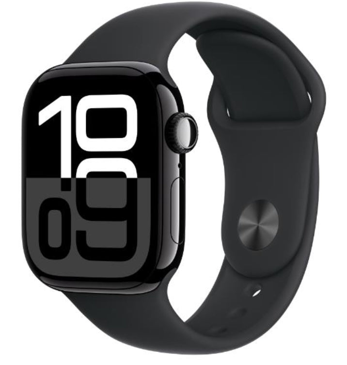 Apple Watch Series 10 GPS, Cassa 42 mm in alluminio Jet Black con Cinturino Sport nero - S/M